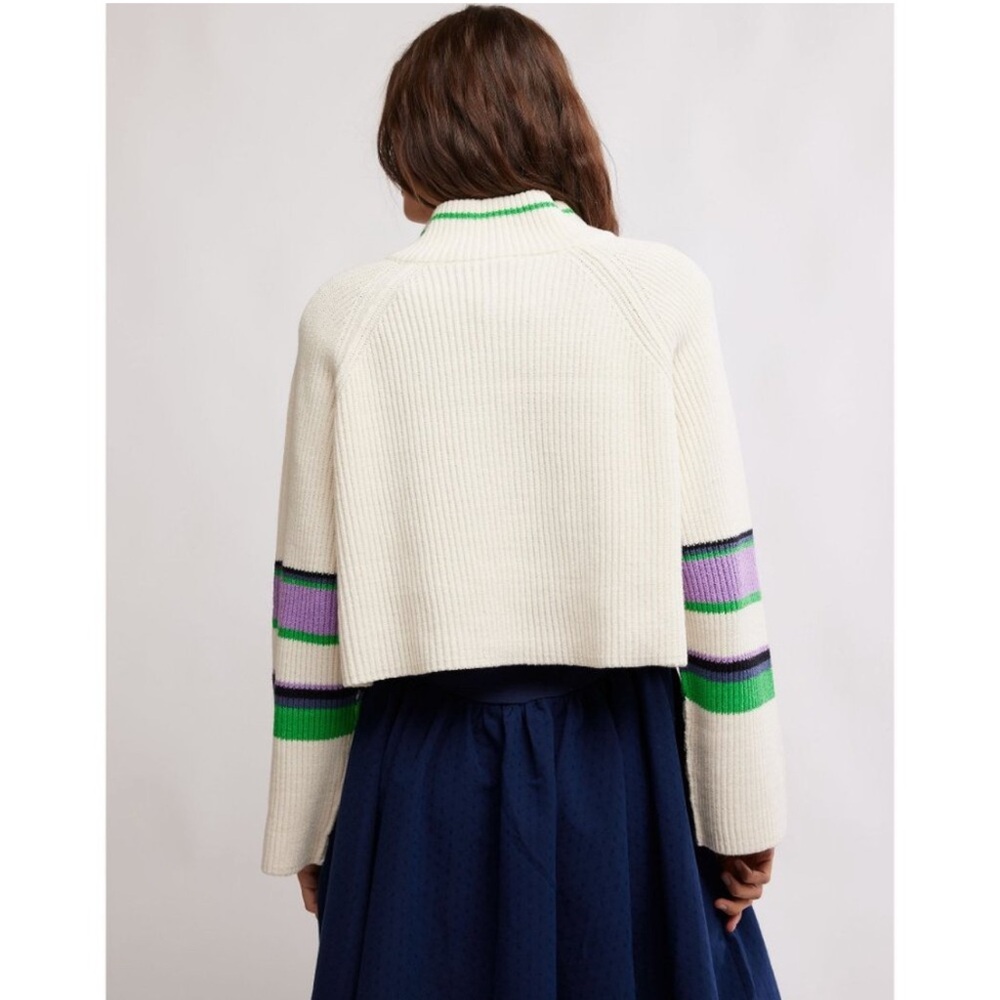 NWT Free People Striped Greta Half Zip /Sugar Swirl Combo - Picture 6 of 7